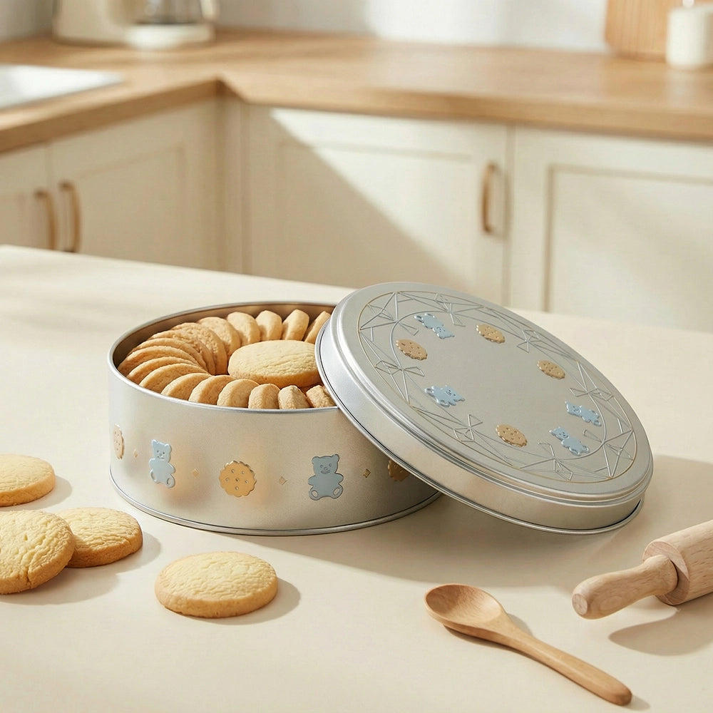 Cookie Tin Box with Lid for Bakery Gift Packaging