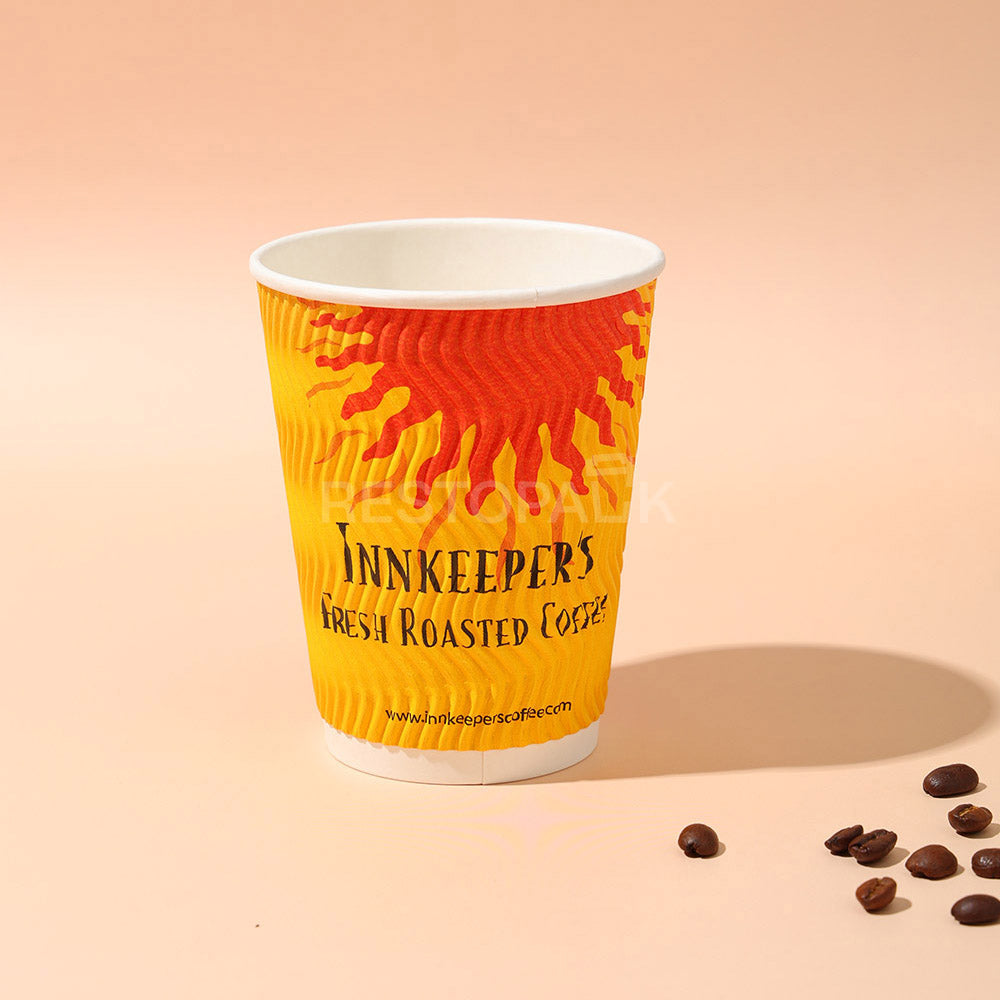 Custom 12 oz Triple Color Ripple Wall Coffee Cups