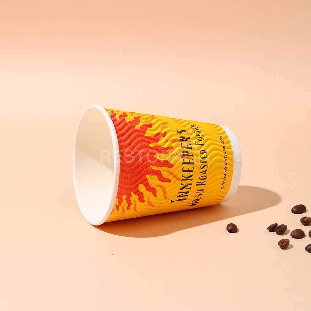Custom 12 oz Triple Color Ripple Wall Coffee Cups