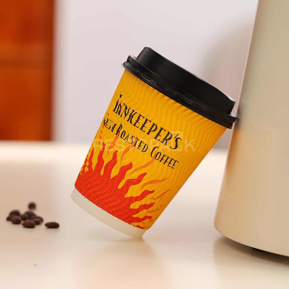 Custom 12 oz Triple Color Ripple Wall Coffee Cups