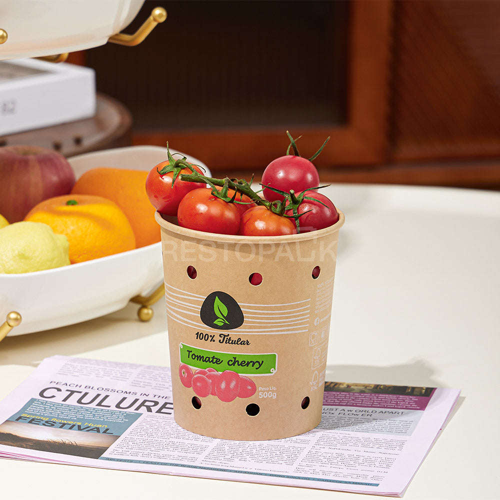 Custom 500g Cherry Tomato Kraft Paper Cups