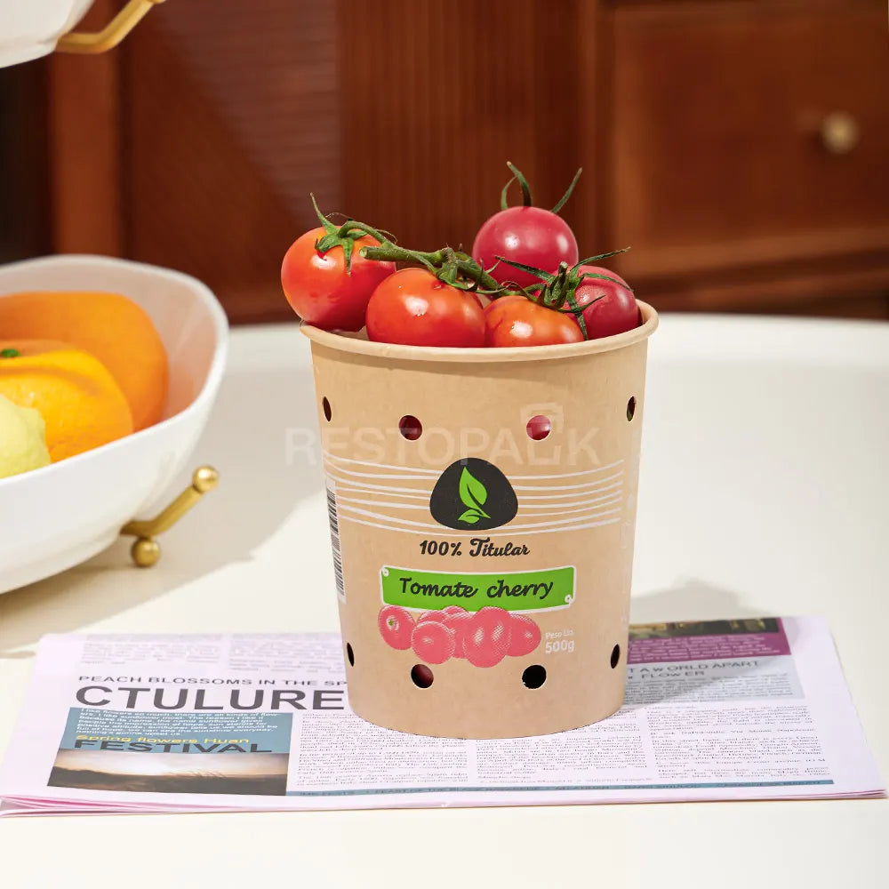 Custom 500g Cherry Tomato Kraft Paper Cups