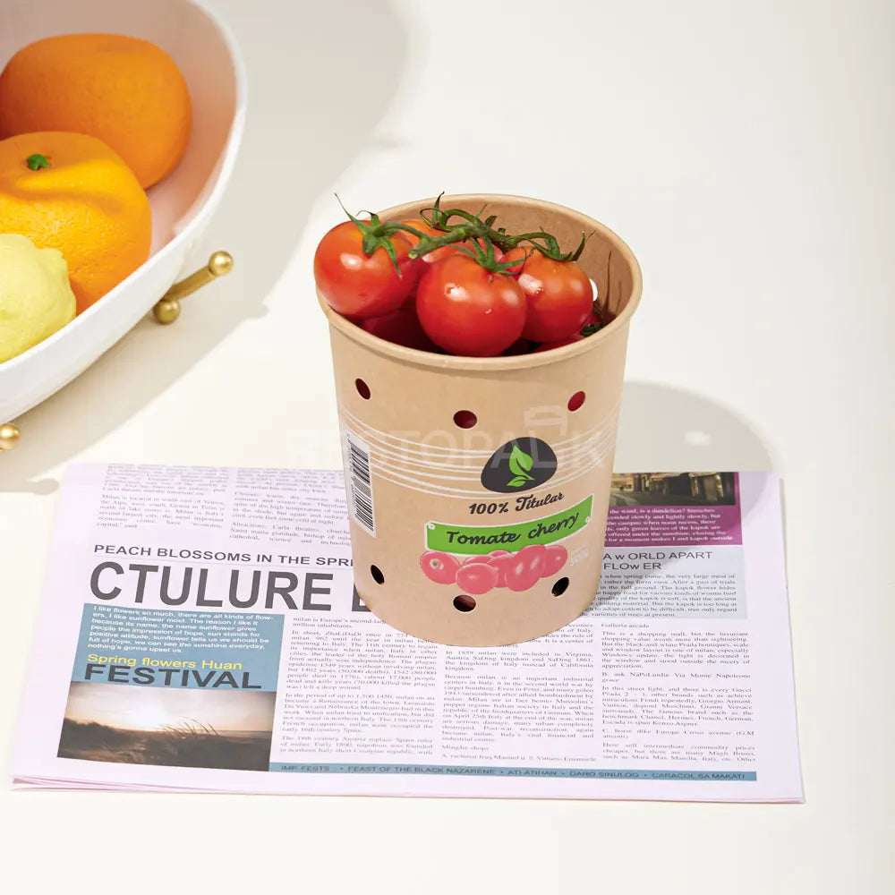 Custom 500g Cherry Tomato Kraft Paper Cups