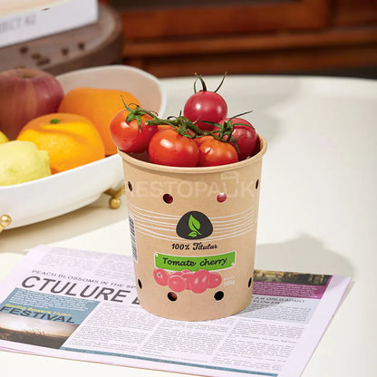 Custom 500g Cherry Tomato Kraft Paper Cups