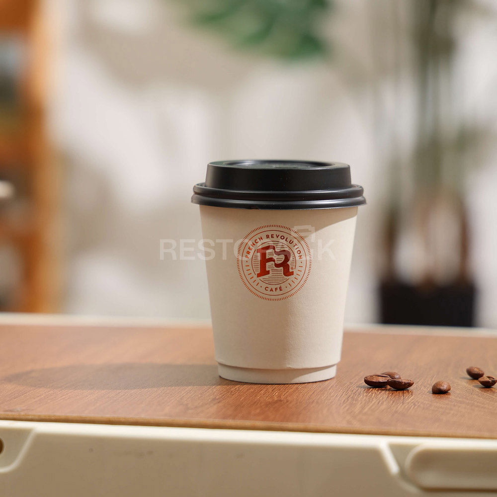 Custom 8 oz Double Wall Gold Foil Stamped Coffee Cups