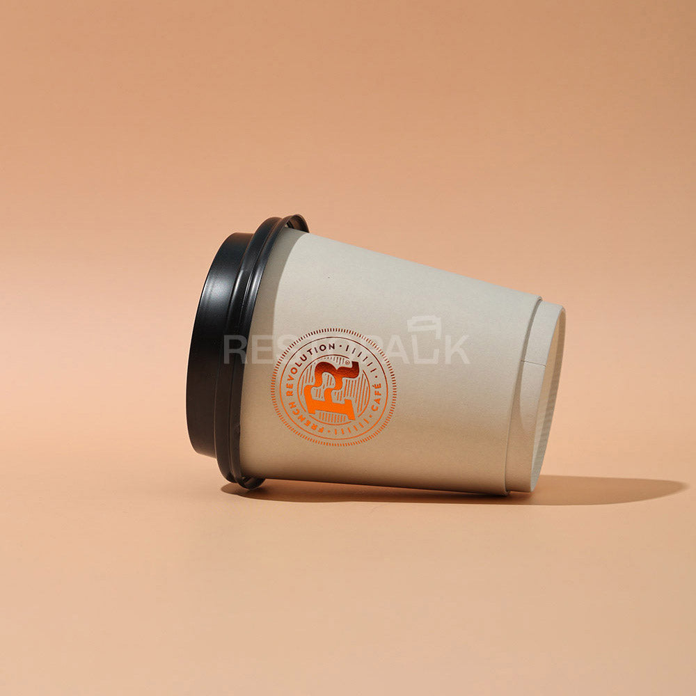 Custom 8 oz Double Wall Gold Foil Stamped Coffee Cups