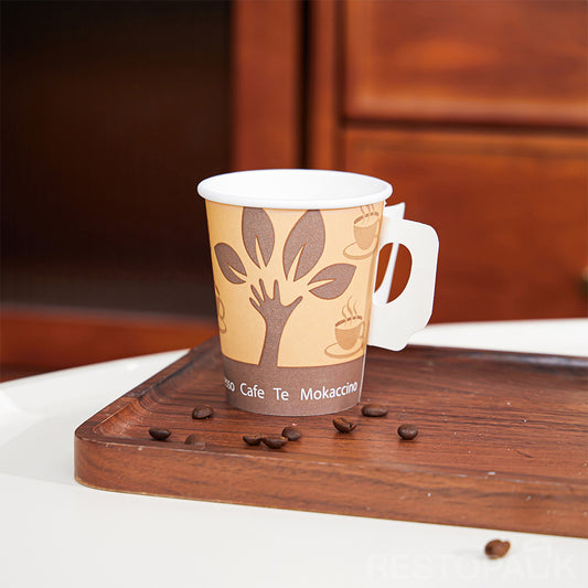 Custom 8 oz Heat-Resistant Paper Cup with Handle