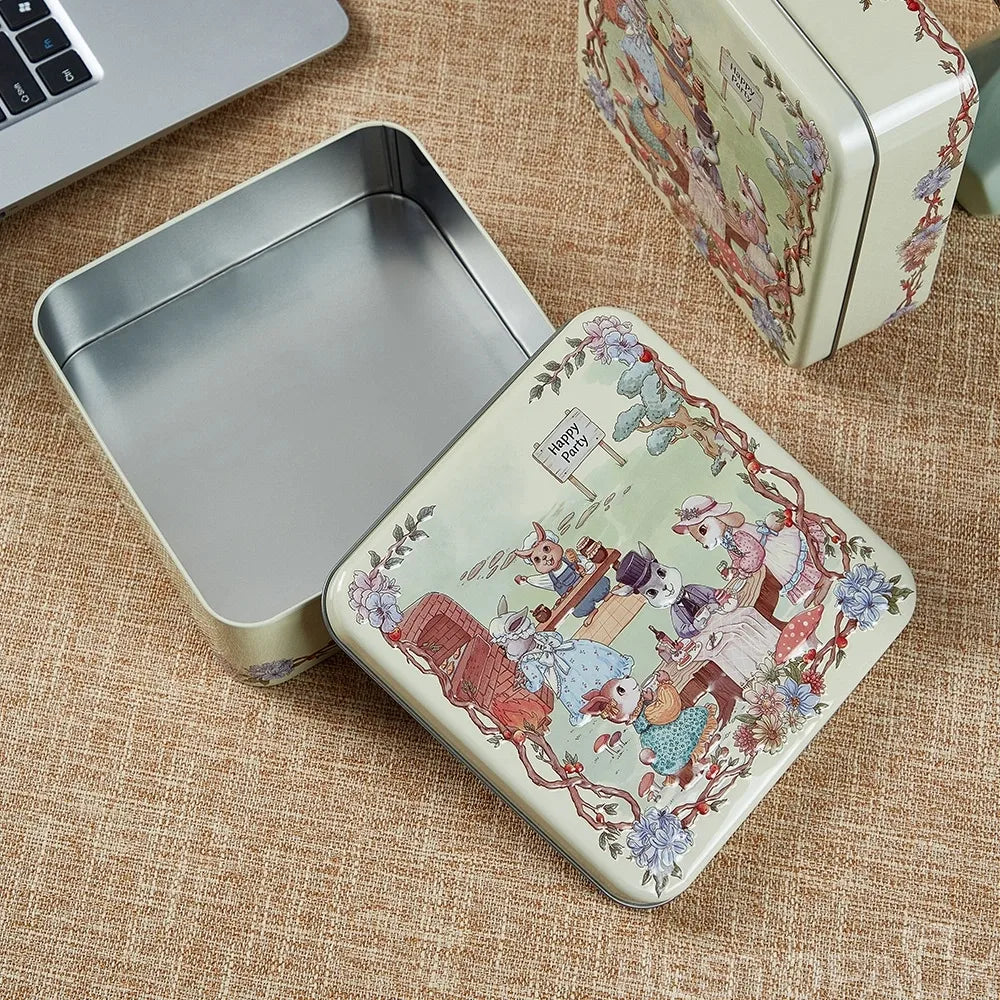 Cookie Tin Box with Lid for Bakery Gift Packaging