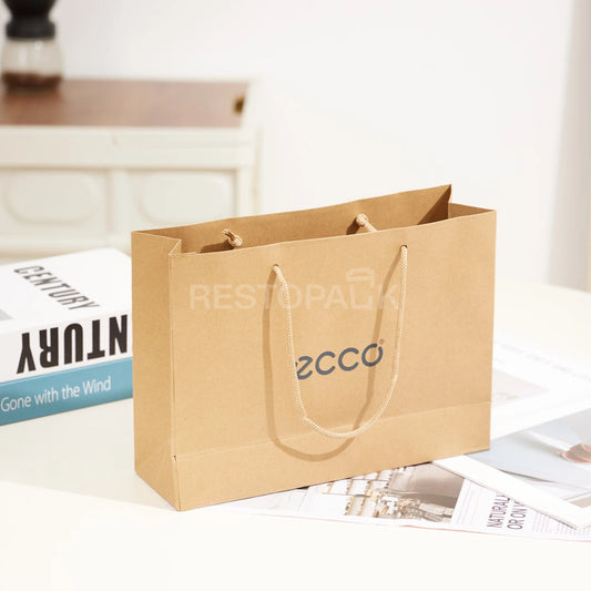 Custom Printed Brown Kraft Paper Shopping Bag with Rope Handles