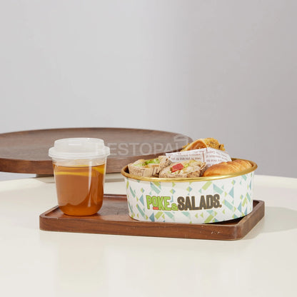 Custom Printed Colorful Paper Food Bowl with Gold Rim