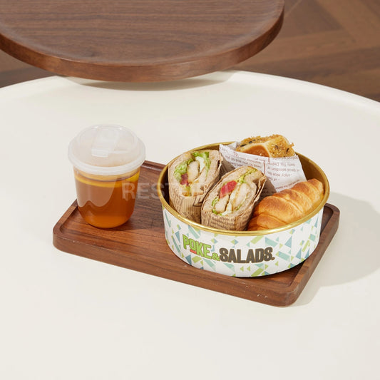 Custom Printed Colorful Paper Food Bowl with Gold Rim