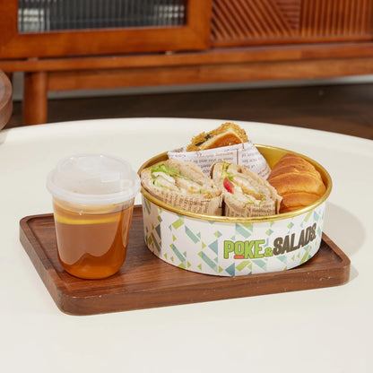 Custom Printed Colorful Paper Food Bowl with Gold Rim