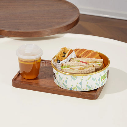 Custom Printed Colorful Paper Food Bowl with Gold Rim
