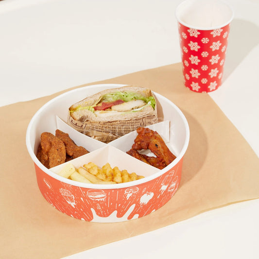 Custom Printed Kraft Paper Divided Food Bowl