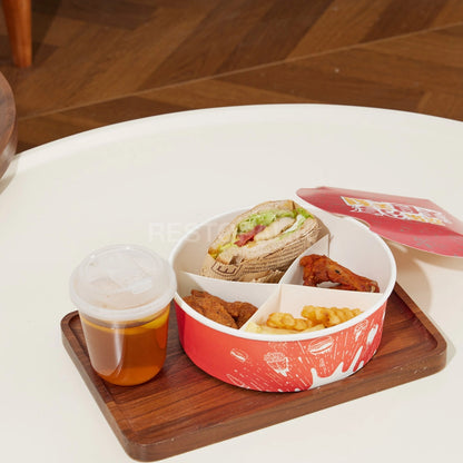 Custom Printed Kraft Paper Divided Food Bowl