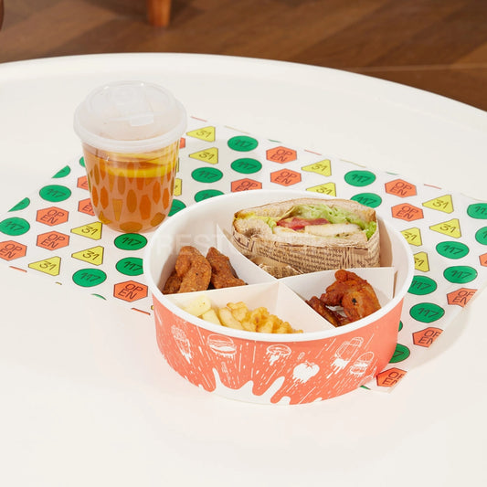 Custom Printed Kraft Paper Divided Food Bowl