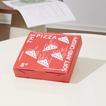 Custom Red Printed White Card Pizza Box