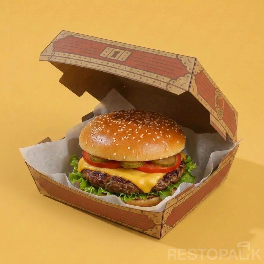 Custom Kraft Paper Burger Boxes with Logo