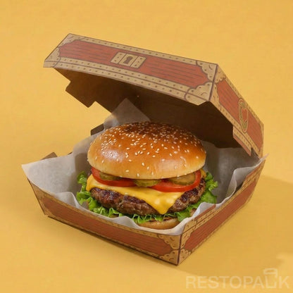 Custom Kraft Paper Burger Boxes with Logo