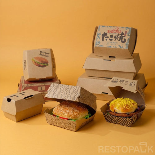 Custom Kraft Paper Burger Boxes with Logo
