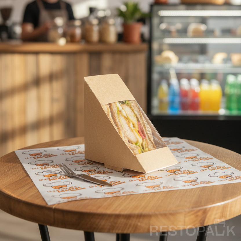 Custom Kraft Paper Sandwich Box with Window
