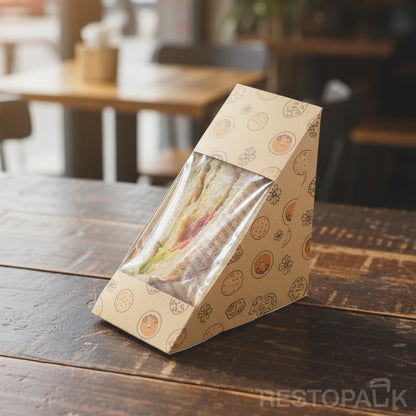 Custom Kraft Paper Sandwich Box with Window