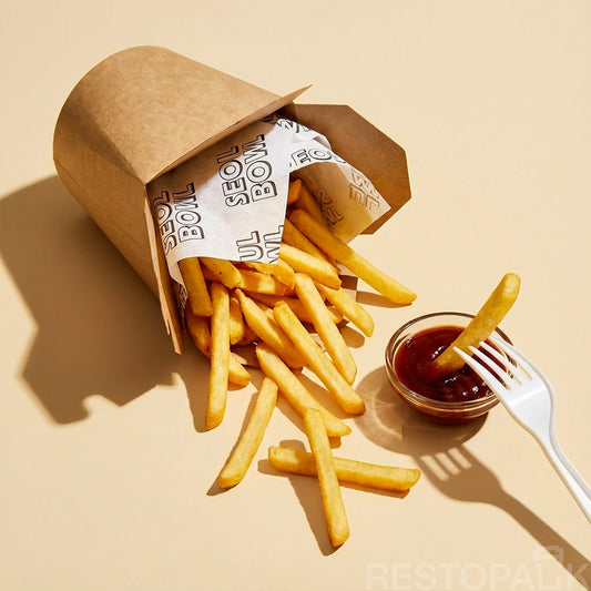 Custom Printed Kraft French Fries Packaging Box