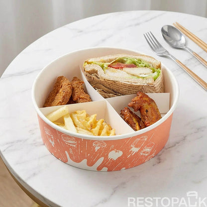 Custom Printed Kraft Paper Divided Food Bowl