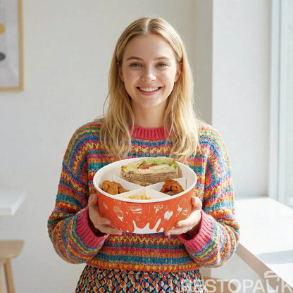 Custom Printed Kraft Paper Divided Food Bowl