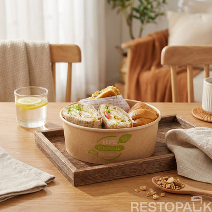 Custom Printed Kraft Paper Food Bowl