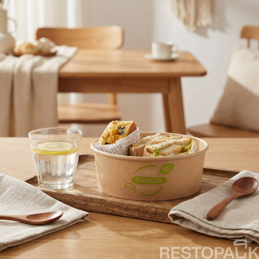 Custom Printed Kraft Paper Food Bowl