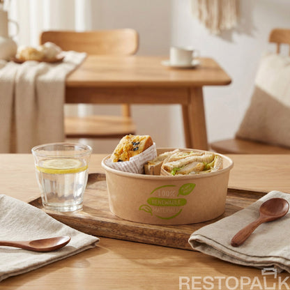 Custom Printed Kraft Paper Food Bowl