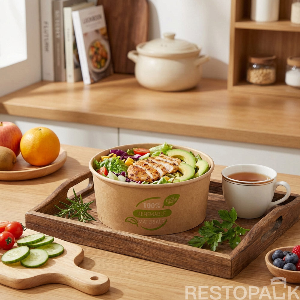 Custom Printed Kraft Paper Food Bowl