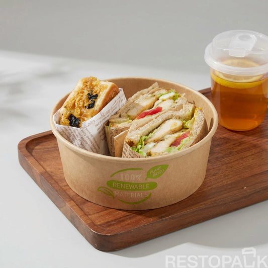 Custom Printed Kraft Paper Food Bowl