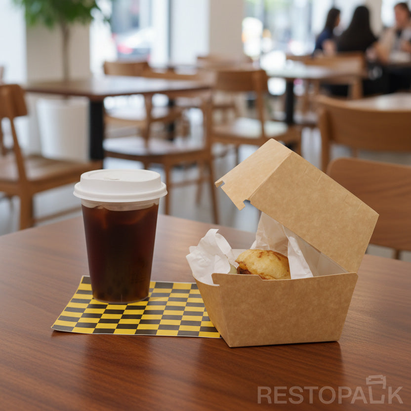 Custom Printed Tall Brown Kraft Paper Burger Box with White Food-Grade Lining