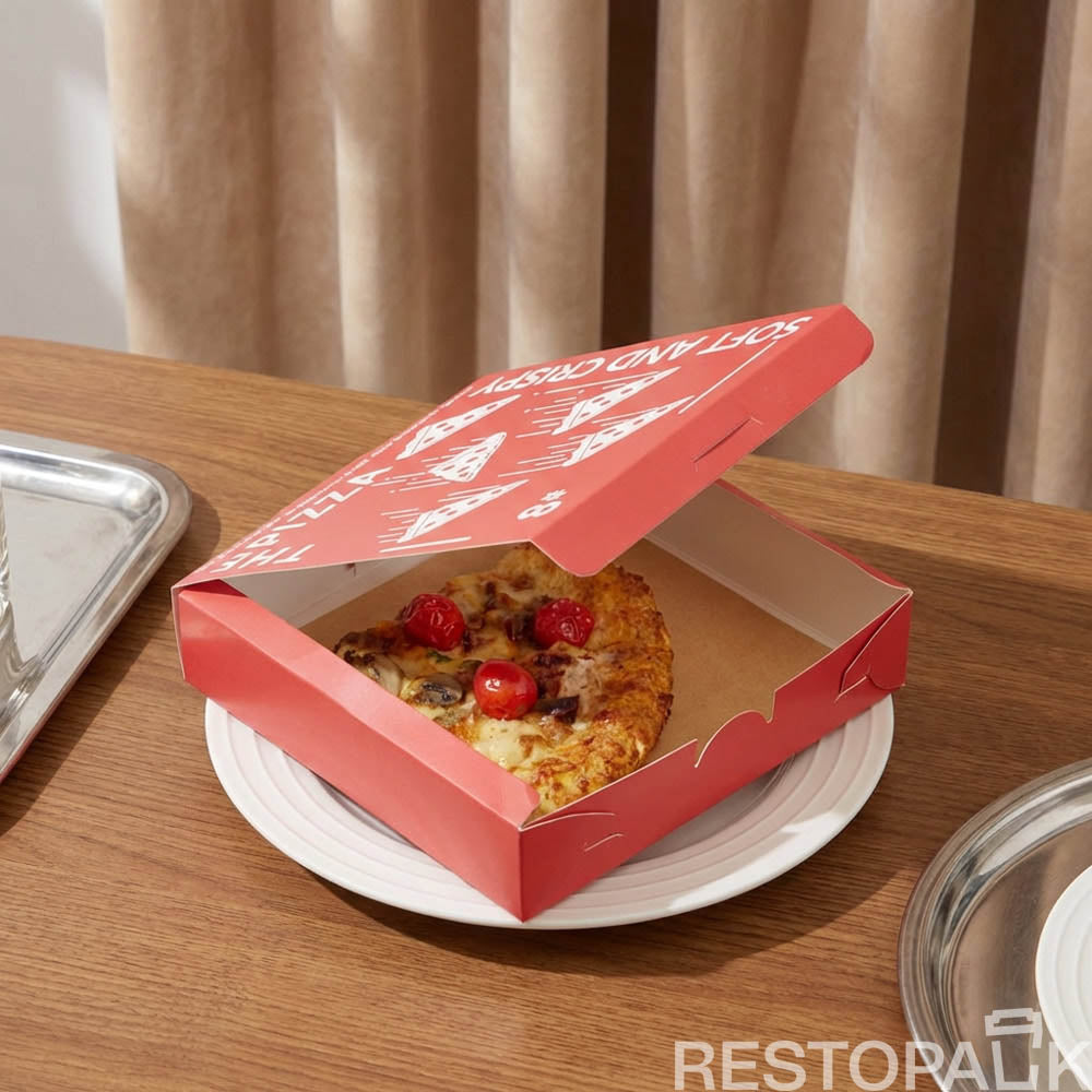 Custom Red Printed White Card Pizza Box