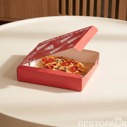 Custom Red Printed White Card Pizza Box
