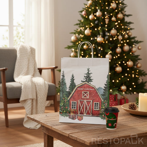 Customizable Christmas Barn Paper Gift Bag