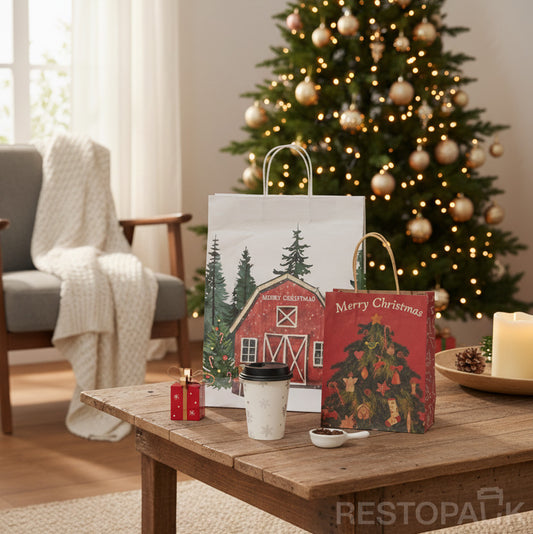 Small Custom Kraft Christmas Tree Gift Paper Bag