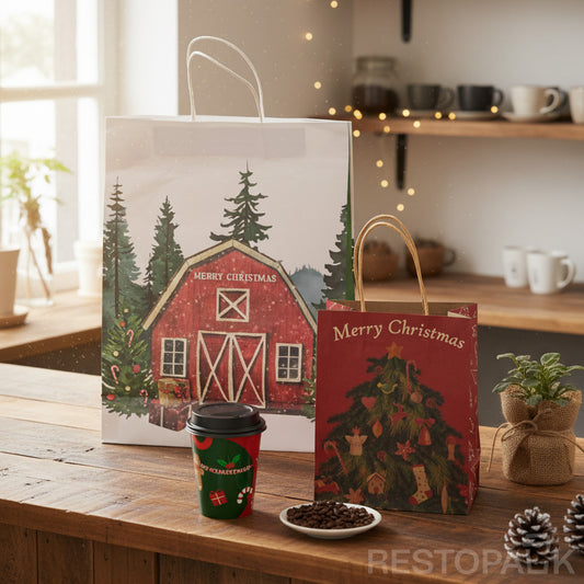 Customizable Christmas Barn Paper Gift Bag