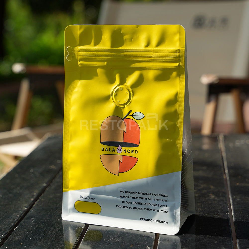 Custom Flat Bottom Coffee Bags with Clear Side Window