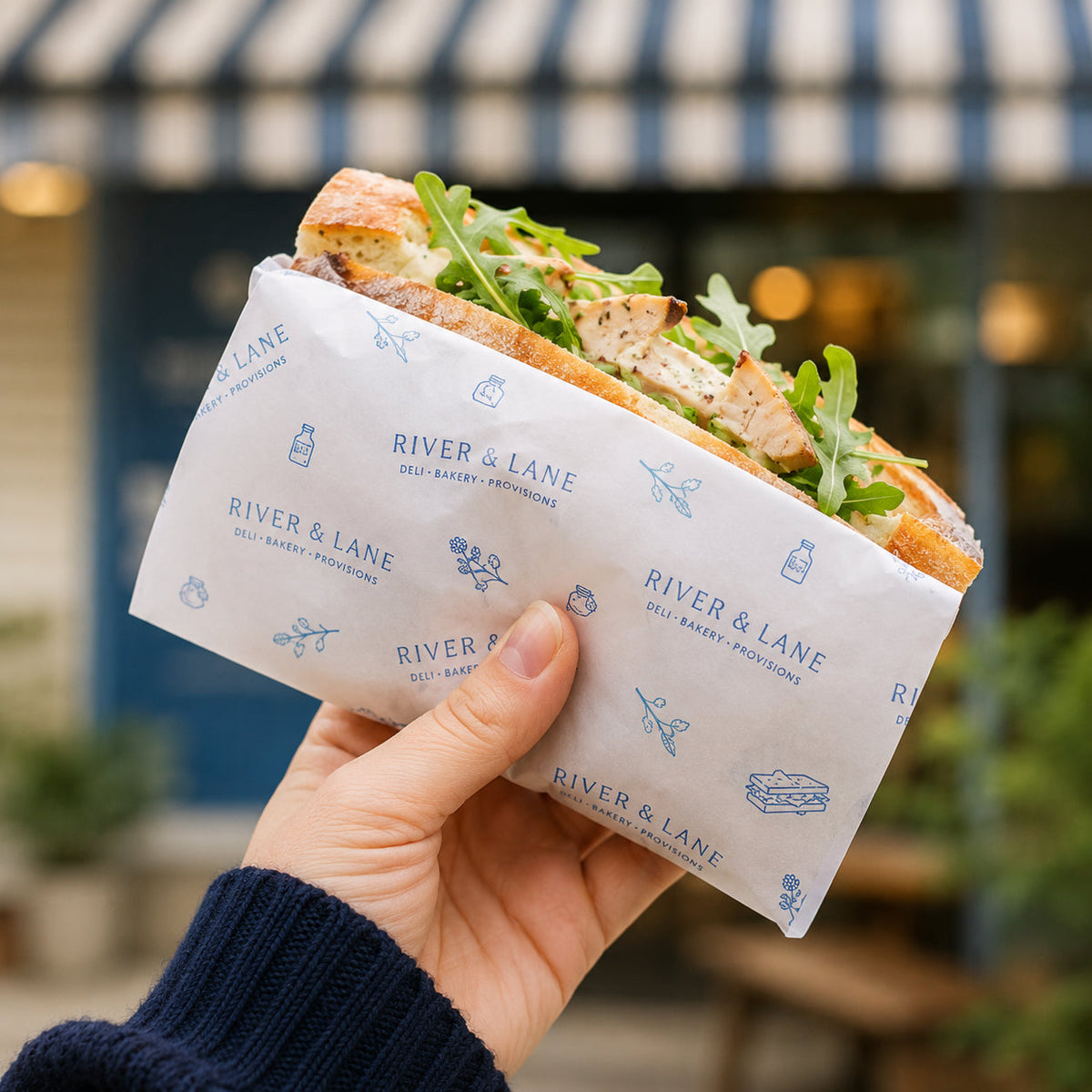 Branded tray liner and food wrap paper