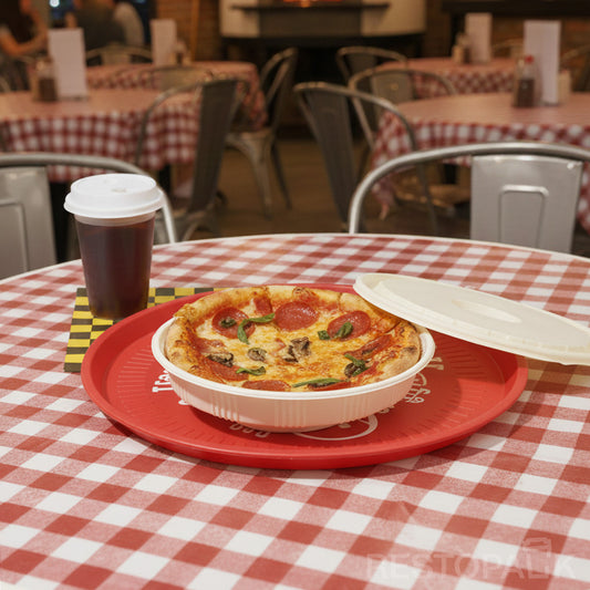 Flat Round Cornstarch Container