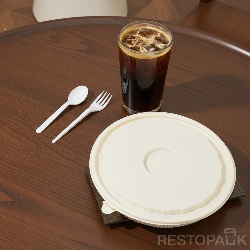 Flat Round Cornstarch Container