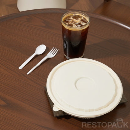 Flat Round Cornstarch Container