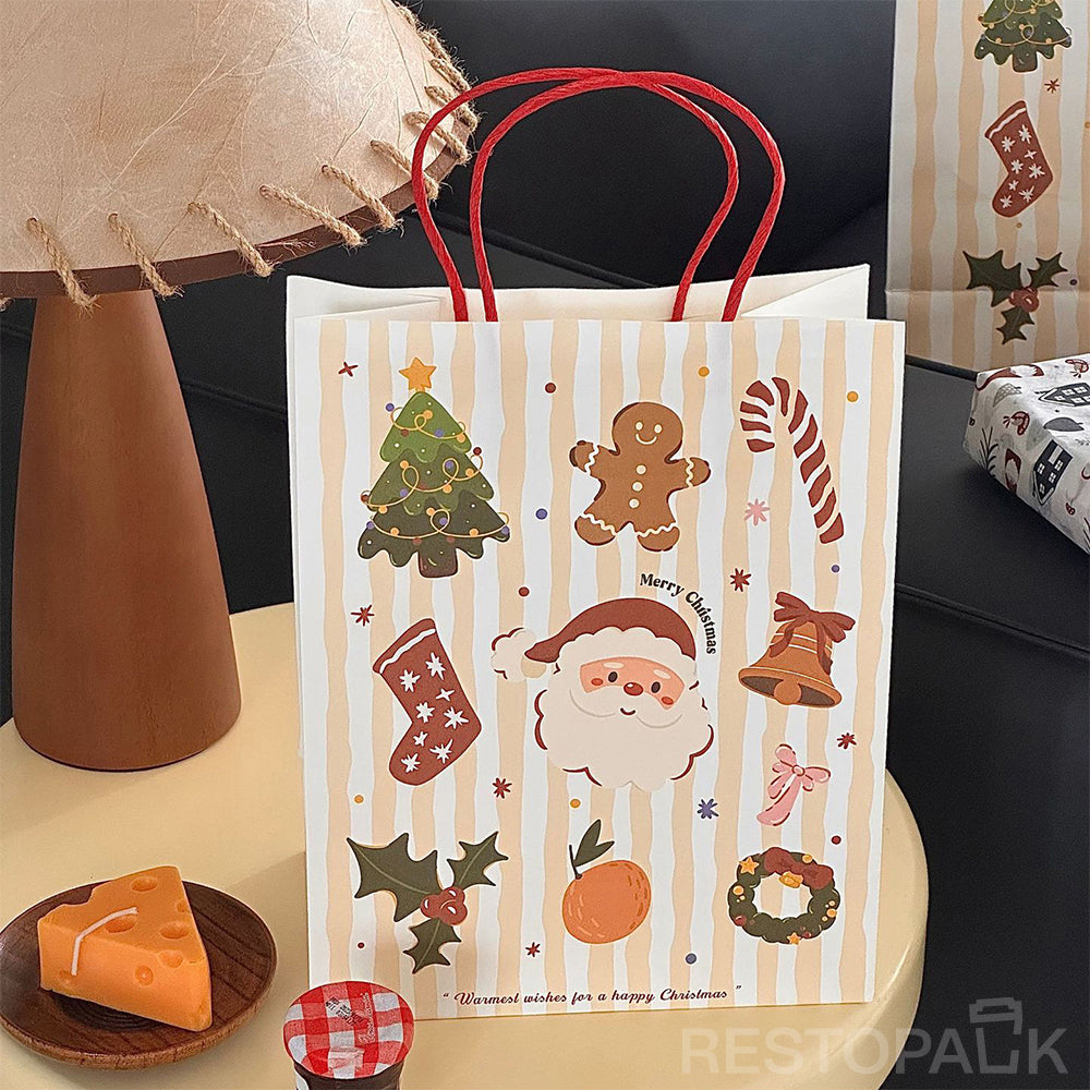 Handheld Christmas Gingerbread Man Kraft Paper Bakery Bags