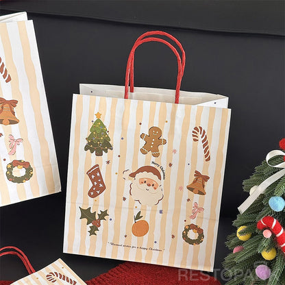 Handheld Christmas Gingerbread Man Kraft Paper Bakery Bags