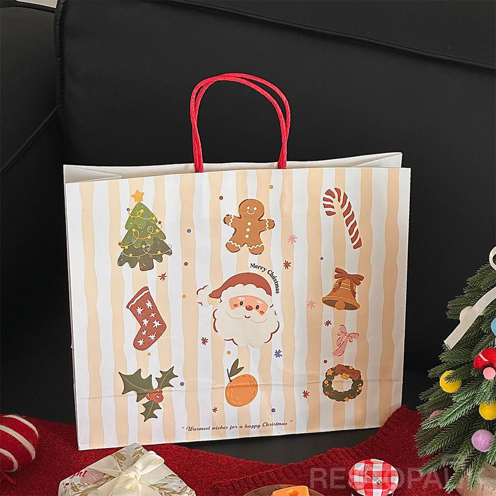 Handheld Christmas Gingerbread Man Kraft Paper Bakery Bags