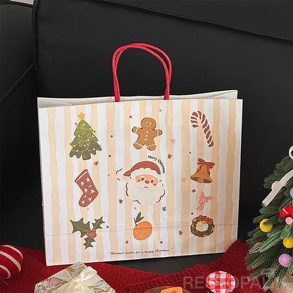 Handheld Christmas Gingerbread Man Kraft Paper Bakery Bags