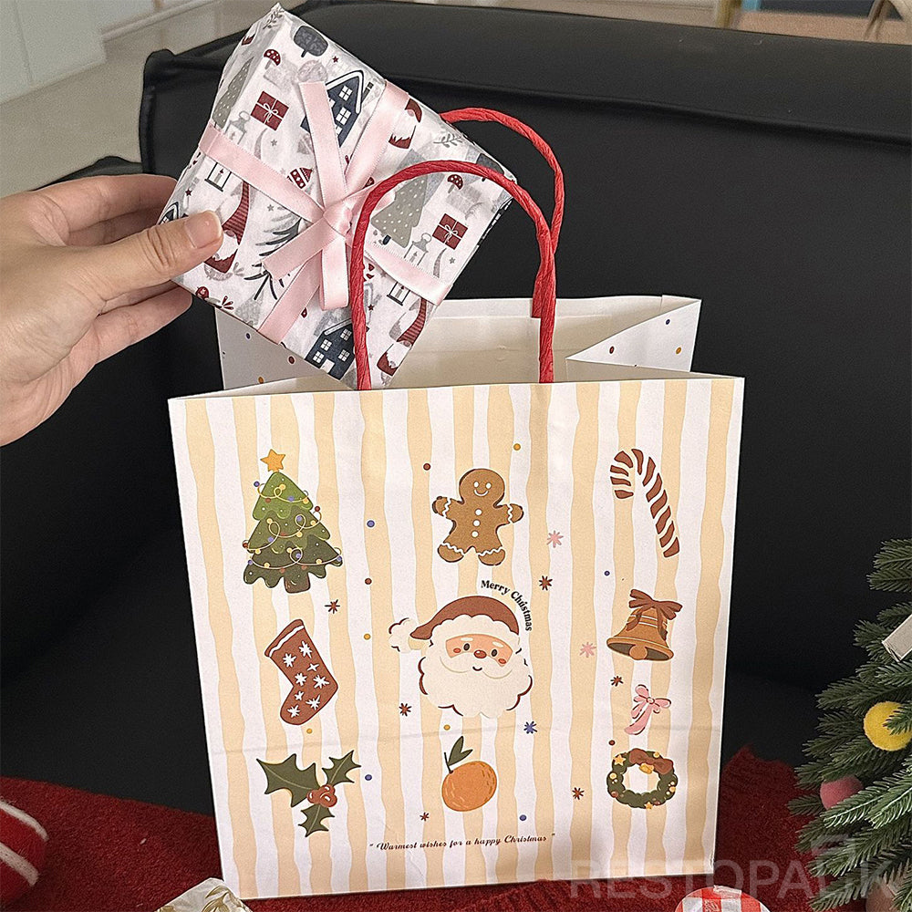 Handheld Christmas Gingerbread Man Kraft Paper Bakery Bags